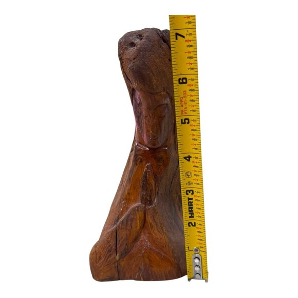 Vintage Hand Carved Wooden Virgin Mary Figure 8.5" Rustic Religious Decor Statue - Picture 5 of 8